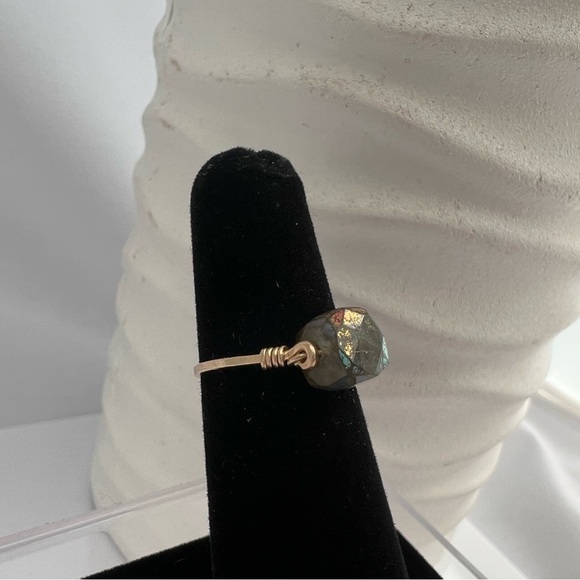 LABRADORITE Gemstone Gold wire Wrap Ring - Picture 2 of 14